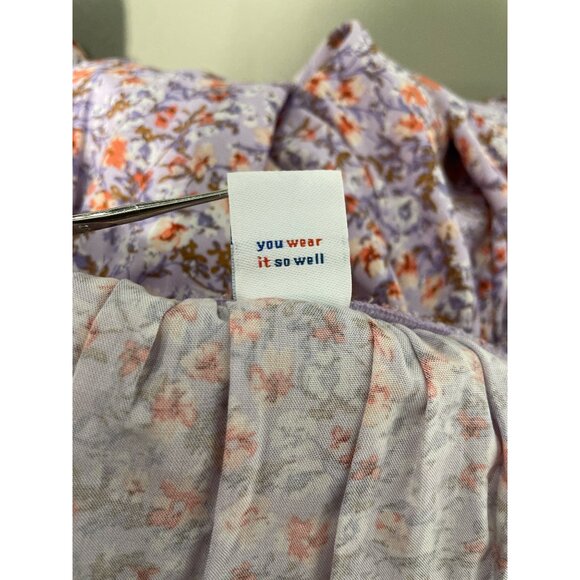 Old Navy Swing Dress Size Large Ditsy Floral Tiered Purple Sundress Bohemian NEW - Picture 6 of 14